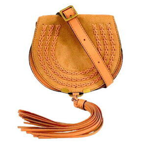 Chloe Camel Shoulder Bag with Tassel Accent